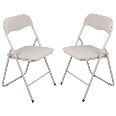 Urban Living Klapstoel - 2x - met stoffen zitting - beige - 44 x 45 x 80 cm - metaal Urban Living Klapstoel - 2x - met stoffen zitting - beige - 44 x 45 x 80 cm - metaal