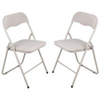 Urban Living Klapstoel - 2x - met stoffen zitting - beige - 44 x 45 x 80 cm - metaal