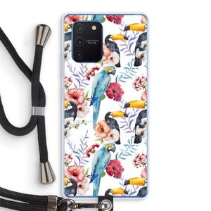 Bloemen tukan: Samsung Galaxy Note 10 Lite Transparant Hoesje met koord