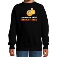 Funny emoticon sweater Always look on the bright side zwart kids - thumbnail