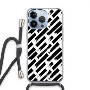 Zwarte vegen: iPhone 13 Pro Transparant Hoesje met koord