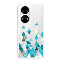 Gekleurde driehoekjes blauw: Huawei P50 Transparant Hoesje