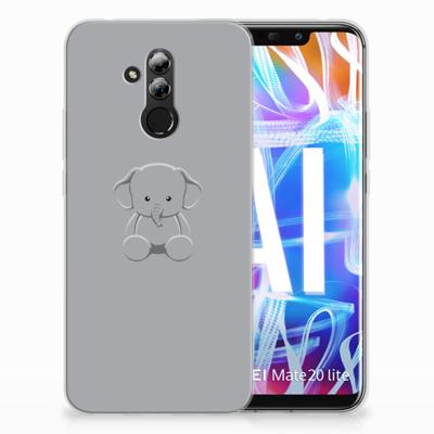 Huawei Mate 20 Lite Telefoonhoesje met Naam Grijs Baby Olifant Huawei Mate 20 Lite Telefoonhoesje met Naam Grijs Baby Olifant
