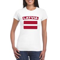 T-shirt met Letlandse vlag wit dames - thumbnail