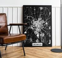 Groningen topografische kaart canvas schilderij