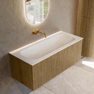 Badmeubel Mondiaz Kurve | 110 cm cm | Meubelkleur Dusk | Wastafelkleur Talc | Solid surface | Wasbak midden spoelbak | Zonder kraangat(en)