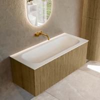 Badmeubel Mondiaz Kurve | 110 cm cm | Meubelkleur Dusk | Wastafelkleur Talc | Solid surface | Wasbak midden spoelbak | Zonder kraangat(en)