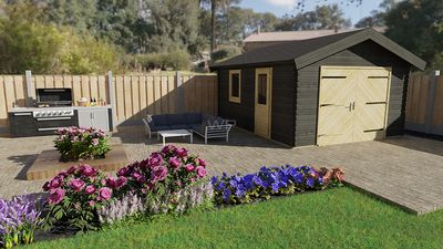 Woodpro Garage Jonas Zadeldak 500x400 cm 44 mm- Zadeldak- Onbehandeld vurenhout- Woodpro