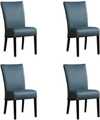 Set van 4 Blauwe leren landelijke eetkamerstoelen Just - Toledo Leer Whale (blauw leer)