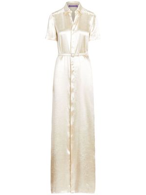 Ralph Lauren Collection robe-chemise plissée à manches courtes - Tons neutres