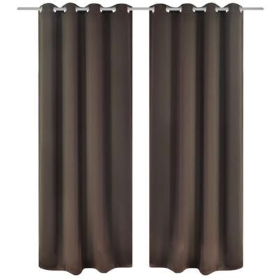 Blackout Gordijnen met metalen ringen 135 x 245 cm 2 stuks (bruin)