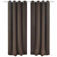 Blackout Gordijnen met metalen ringen 135 x 245 cm 2 stuks (bruin) - thumbnail