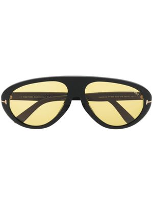 TOM FORD Eyewear lunettes de soleil pilote à plaque logo - Noir