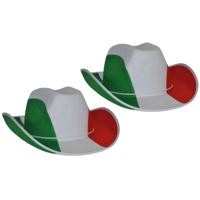 Cowboyhoed supporters Italie - 2x stuks - Landen vlaggen verkleed feestartikelen