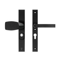 AXA AXA veiligheidsbeslag voordeur Edge Plus rechth. smalschild Wing knop/Blok-kruk PC55 kerntrekbeveiliging SKG3 - aluminium/zwart