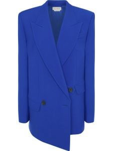 Alexander McQueen blazer croisé à design asymétrique - Bleu