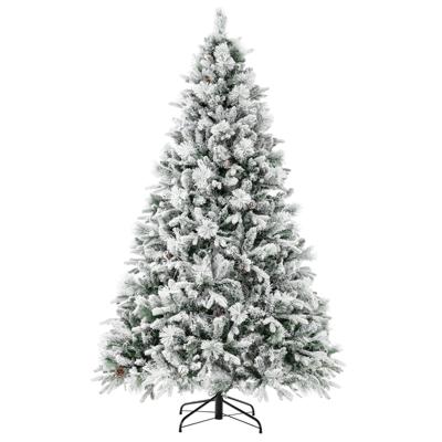 210 cm Kunstkerstboom met Sneeuw & 8 Lichtmodi & 1270 PE PVC Takpunten
