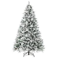 210 cm Kunstkerstboom met Sneeuw & 8 Lichtmodi & 1270 PE PVC Takpunten