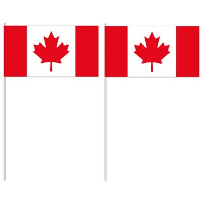 Canada zwaaivlaggetjes/handvlaggen - 50x - 12 x 24 cm - papier - stokje van 40 cm