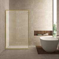 Wiesbaden Square Inloopdouche 90x200cm - Helder Glas & Geborsteld Messing