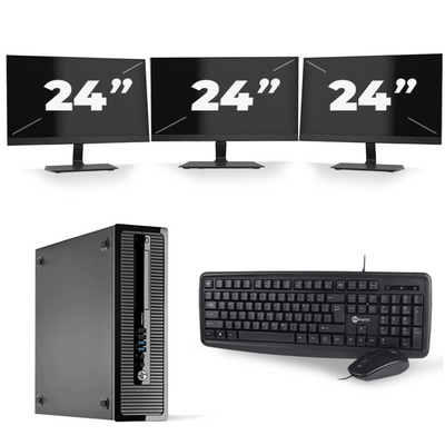 HP ProDesk 400 G1 SFF - Intel Core i3-4e Generatie - 8GB RAM - 256GB SSD - Windows 10 + 3x 24 inch Monitor
