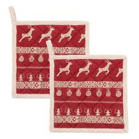 HAES DECO - Set van 2 Pannenlappen - 20x20 cm - 100% Katoen - Nordic Christmas - thumbnail