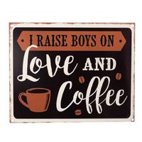 Clayre & Eef Tekstbord 25x20 cm Zwart Bruin Ijzer Love and coffee - thumbnail