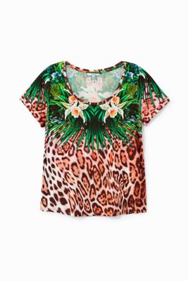 Veelkleurig T-shirt met dierenprint - MATERIAL FINISHES - L