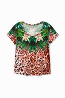 Veelkleurig T-shirt met dierenprint - MATERIAL FINISHES - S