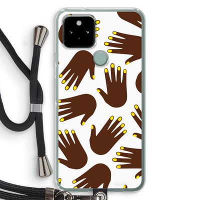 Hands dark: Pixel 5 Transparant Hoesje met koord
