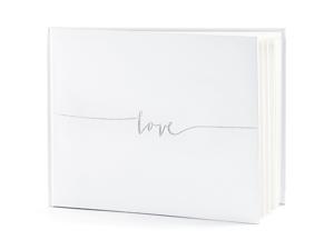 Gastenboek/receptieboek Love - Bruiloft - wit/zilver - 24 x 18,5 cm - Gastenboeken