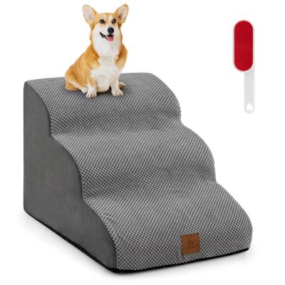 Hondentrap 3 Treden Antislip Hondentreden van Schuim Huisdiertrap voor Honden en Katten (Grijs)