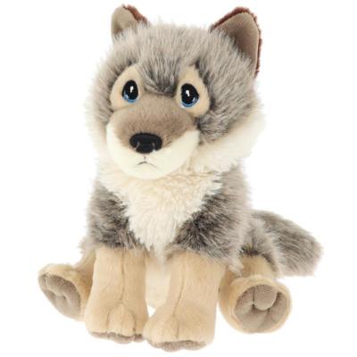 Keel Toys pluche Wolf - knuffeldier - grijs - zittend - 20 cm - knuffel Wolf