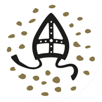 Etiket | papier | Sintmijter | ∅45mm | wit/zwart/goud | rol à 500 stuks