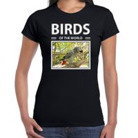 Papegaaien t-shirt met dieren foto birds of the world zwart voor dames