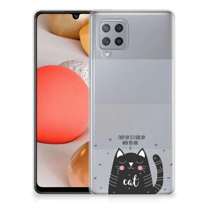 Samsung Galaxy A42 Telefoonhoesje met Naam Cat Good Day Samsung Galaxy A42 Telefoonhoesje met Naam Cat Good Day