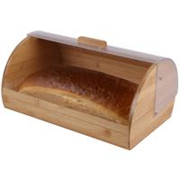 Broodtrommel met klep/deksel - bamboe hout - 38 x 25 x 19 cm - thumbnail