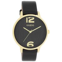 OOZOO C11239 Horloge Timepieces staal-leder goudkleurig-zwart 38 mm
