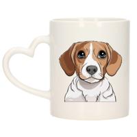 Cadeau mok voor honden liefhebbers - Beagle hond - hartje - Cartoon - keramiek - 300 ml