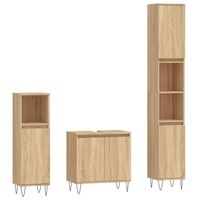 The Living Store Badkamermeubelset - Sonoma eiken - 30x30x190 cm/30x30x100 cm/58x33x60 cm - thumbnail