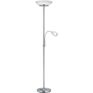 LED Vloerlamp - Trion Germin - E27 Fitting - Rond - Mat Nikkel - Aluminium