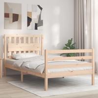 Bedframe met hoofdbord massief hout 100x200 cm