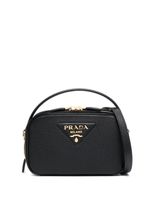 Prada petit cabas en cuir à logo triangle - Noir