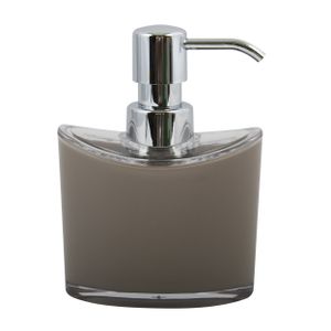 Zeeppompje/zeepdispenser Aveiro - PS kunststof - beige/zilver - 11 x 14 cm - 260 ml