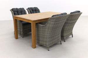 King - Paloma Grijs / Rome teak 170 cm. - Natural Brown - tuinset