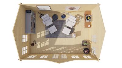 Blokhut - Tuinhuis Clockhouse | 44 mm | vuren bruin geïmpregneerd