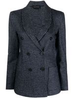 Emporio Armani blazer croisé à carreaux - Bleu