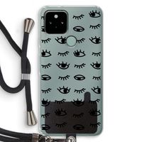 Eye pattern #2: Pixel 5 Transparant Hoesje met koord
