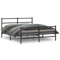 Bedframe met hoofd- en voeteneinde metaal zwart 160x200 cm