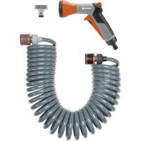 GARDENA GARDENA Spiralschlauch-Set 10 m, komplett mit Impulsbrause und Systemteilen 04647-20 Spiraal-tuinslangset Grijs, Oranje 6.1 mm 10 m 1/4 inch 1 stuk(s)